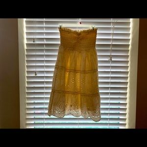 AE Strapless dress | Cream | Size S | Smocked top | Eyelet design on bottom